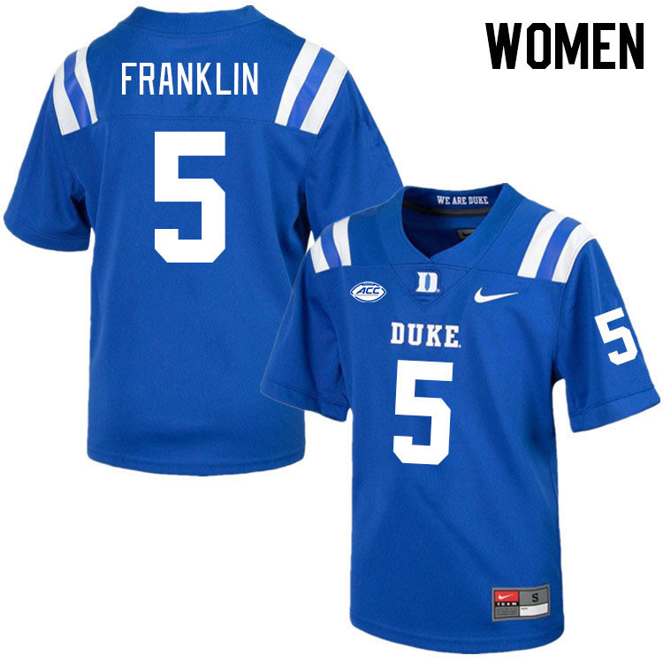 Women #5 Ja'Mion Franklin Duke Blue Devils College Football Jerseys Stitched-Royal